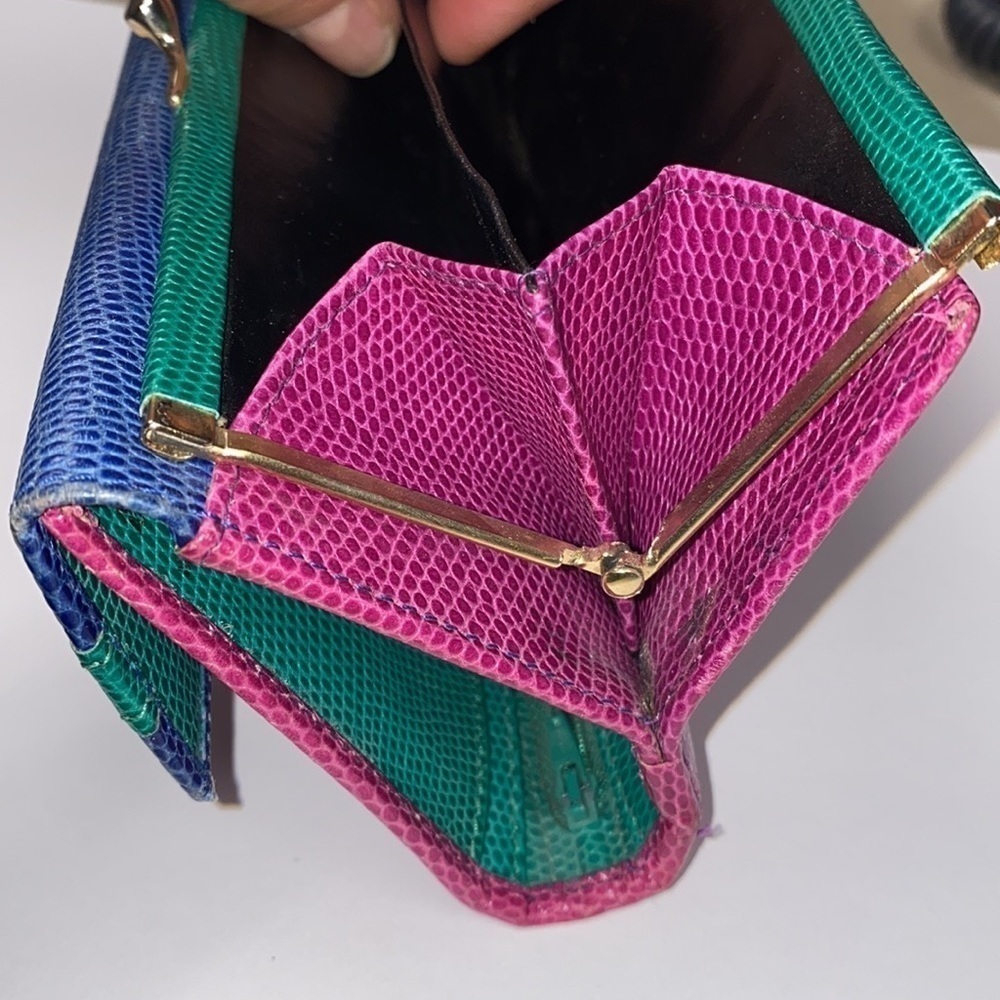 Neiman Marcus Reptile Embossed Multi Color Long C… - image 7